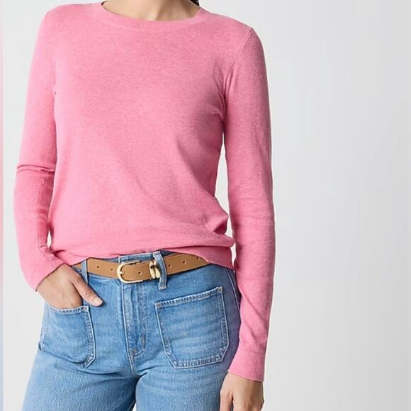 J. Crew Size Large Heather Pink Teddie Merino Wool Blend Crew Neck Sweater - Picture 1 of 7